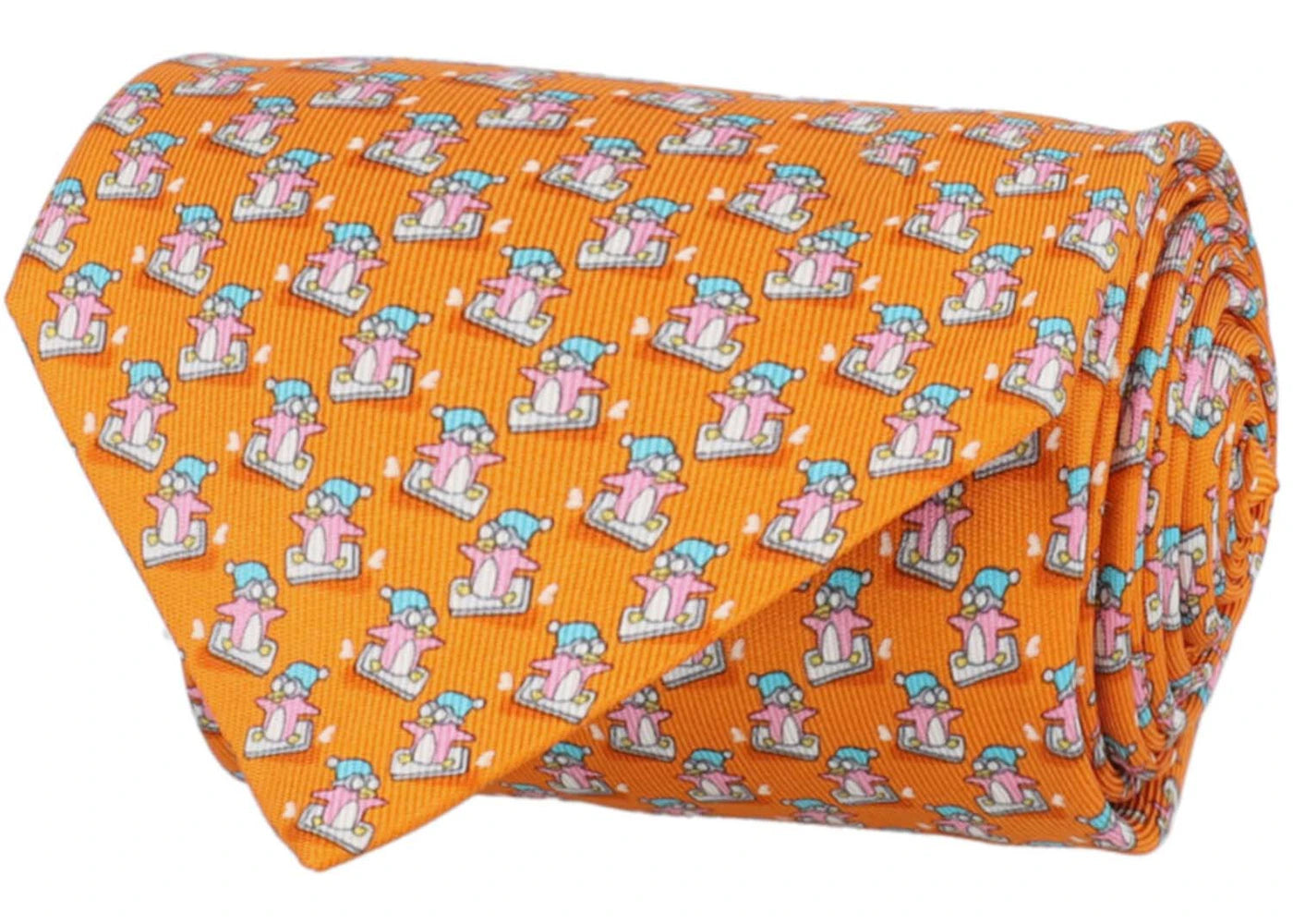 Ferragamo Printed Silk Tie Orange/Multi