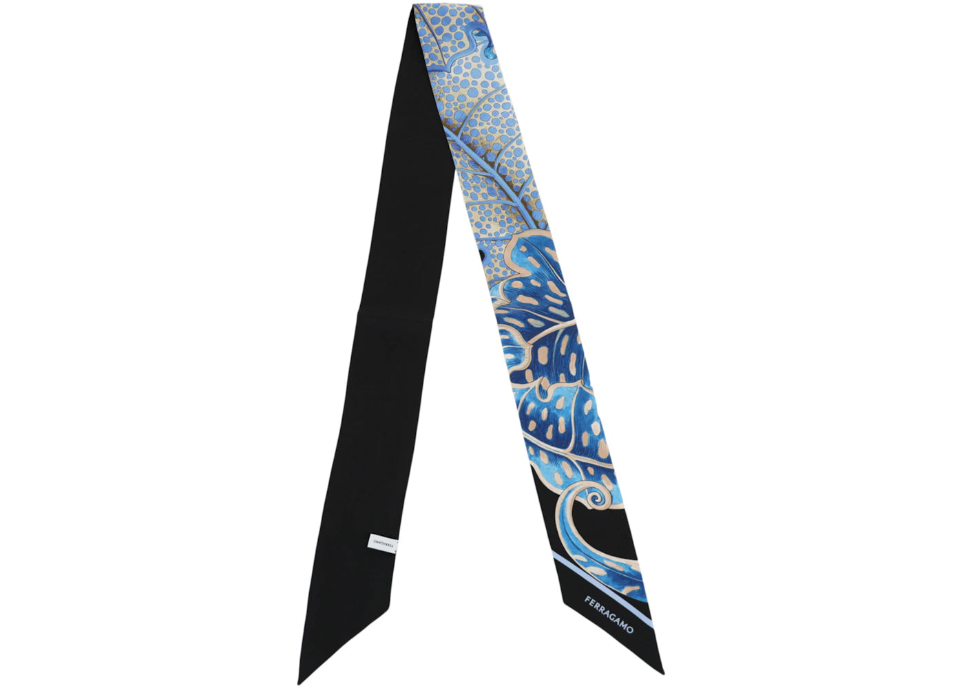 Ferragamo Silk Printed Scarf Blue