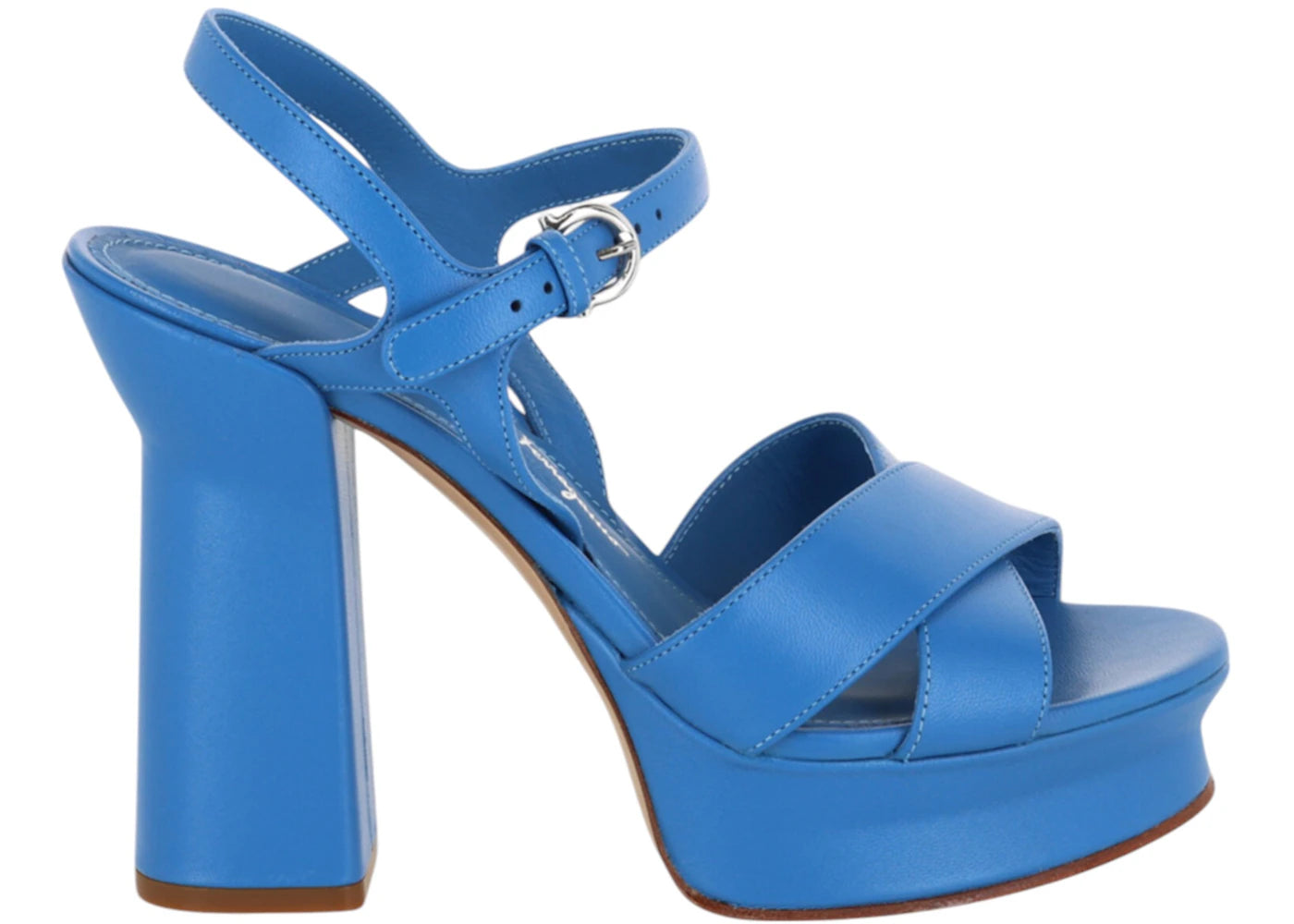 Ferragamo Sonya Platform Heel Sandals Blue (Women's)