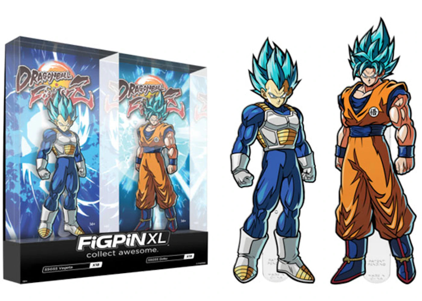 FiGPiN XL Dragon Ball FighterZ SSGSS Vegeta & SSGSS Goku 2-Pack (SDCC 2019 Exclusive) Pins #X18 & #X19