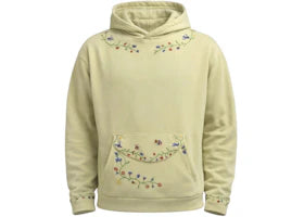 Found Embroidered Floral Hoodie Washed Military Green