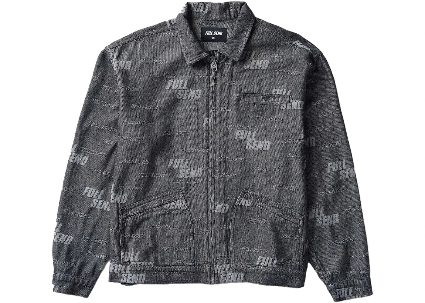 Full Send All Over Print Denim Work Jacket Black