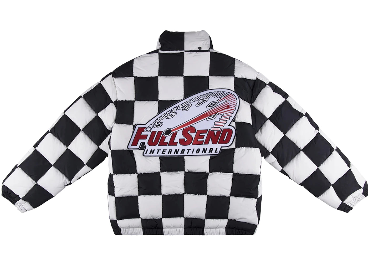 Full Send Checkered Quilt Puffer Jacket Black/White