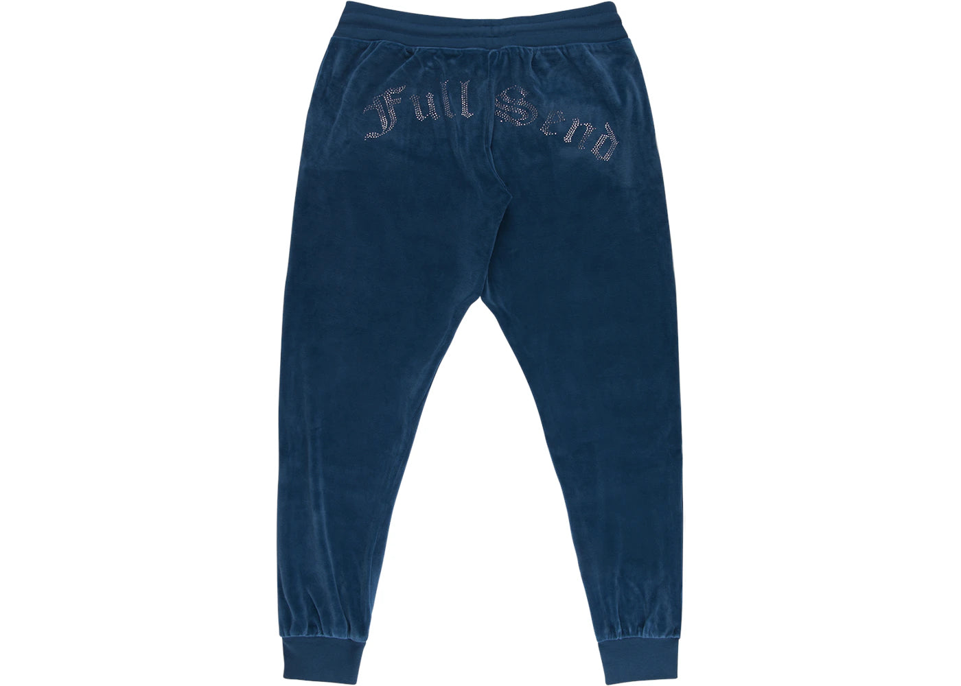 Full Send Rhinestone Velour Track Pants Blue