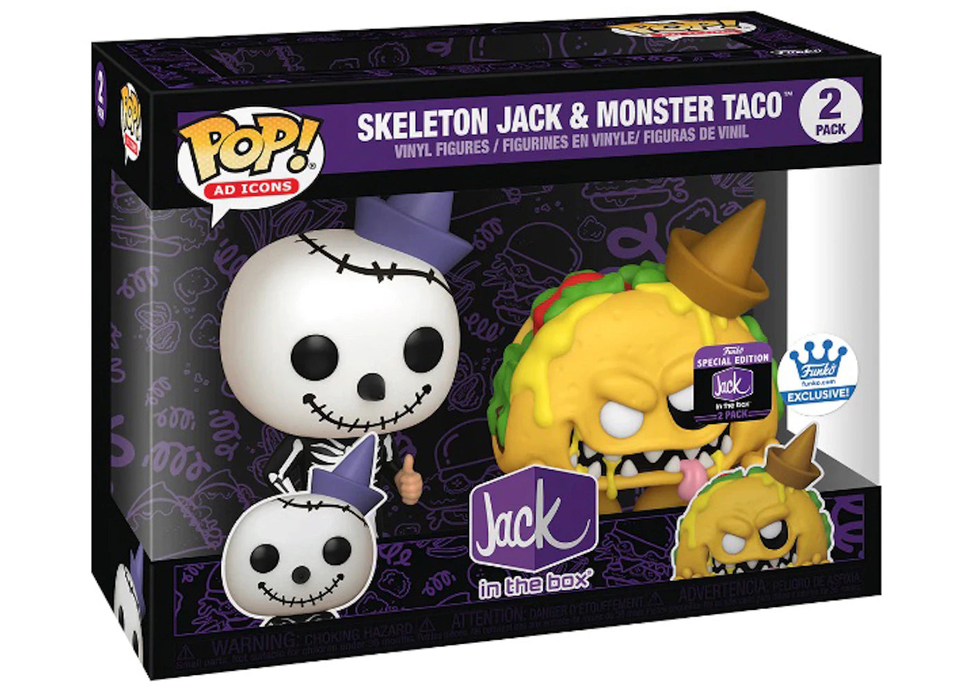 Funko Pop! Ad Icons Jack in the Box Skeleton Jack & Monster Taco Jack in the Box Special Edition Funko Shop Exclusive 2-Pack