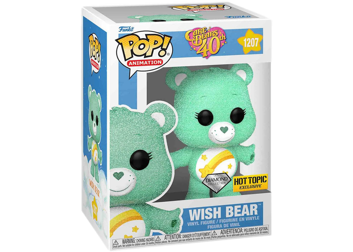 Funko Pop! Animation Care Bears 40th Anniversary Wish Bear Diamond Collection Hot Topic Exclusive Figure #1207