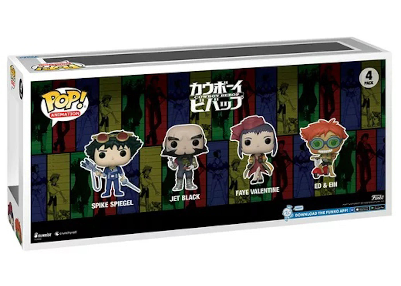 Funko Pop! Animation Cowboy Bebop Spike Spiegel, Jet Black, Faye Valentine, Ed & Ein Walmart Exclusive 4-Pack