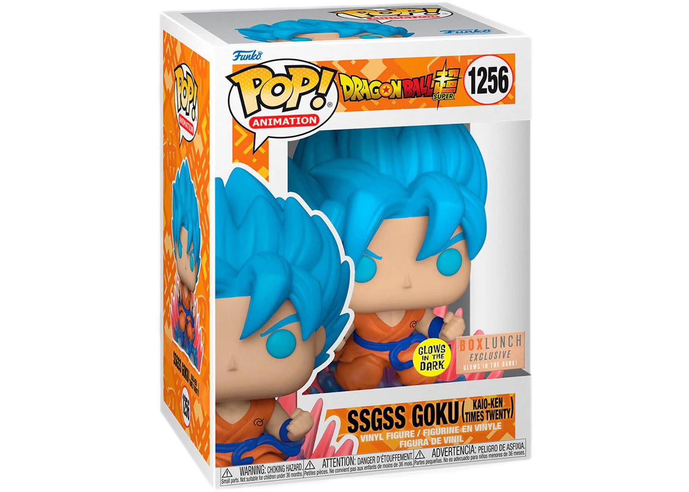 Funko Pop! Animation Dragon Ball Z SSGSS Goku (Kaio-Ken Times Twenty) GITD Box Lunch Exclusive Figure #1256