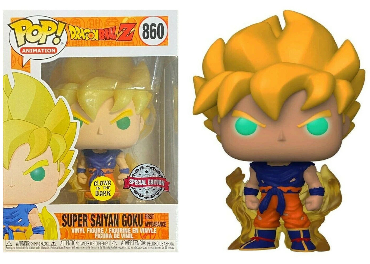 Funko Pop! Animation Dragon Ball Z Super Saiyan Goku First Appearance GITD Special Edition Figure #860