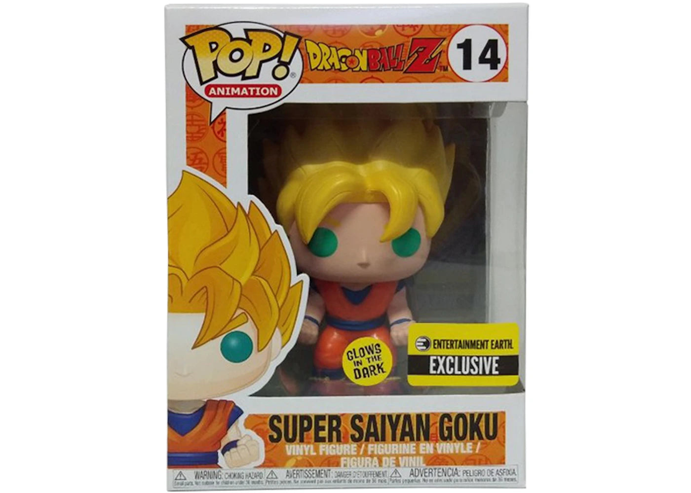 Funko Pop! Animation Dragonball Z Super Saiyan Goku (Glow) Entertainment Earth Exclusive Figure #14