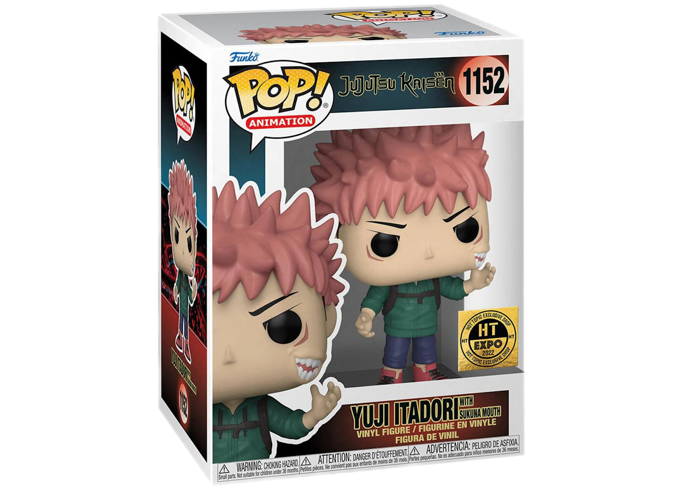Funko Pop! Animation Jujutsu Kaisen Yuji Itadori with Sukuna Mouth 2022 Hot Topic Expo Exclusive Figure #1152