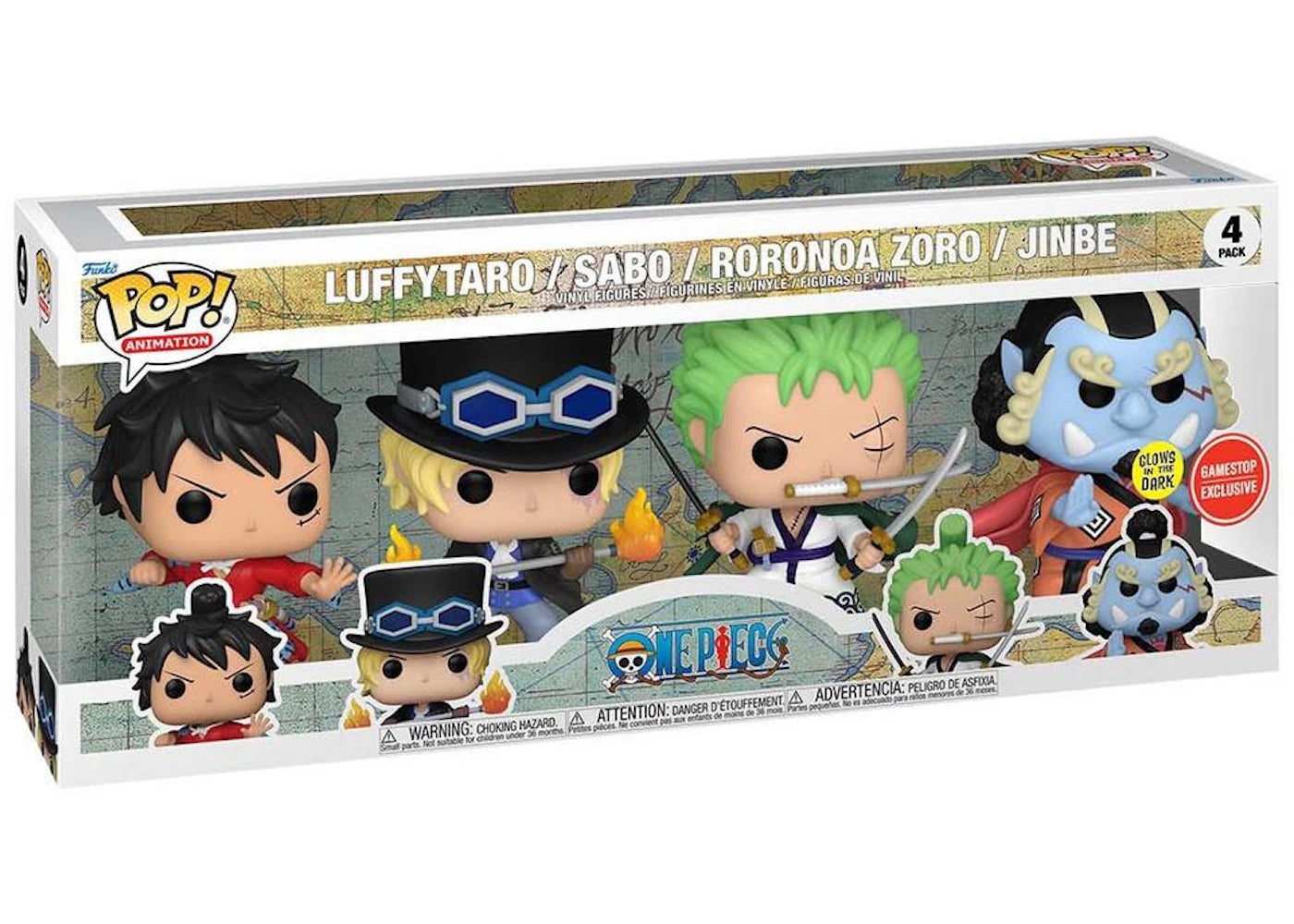 Funko Pop! Animation One Piece GITD GameStop Exclusive Figure 4-Pack