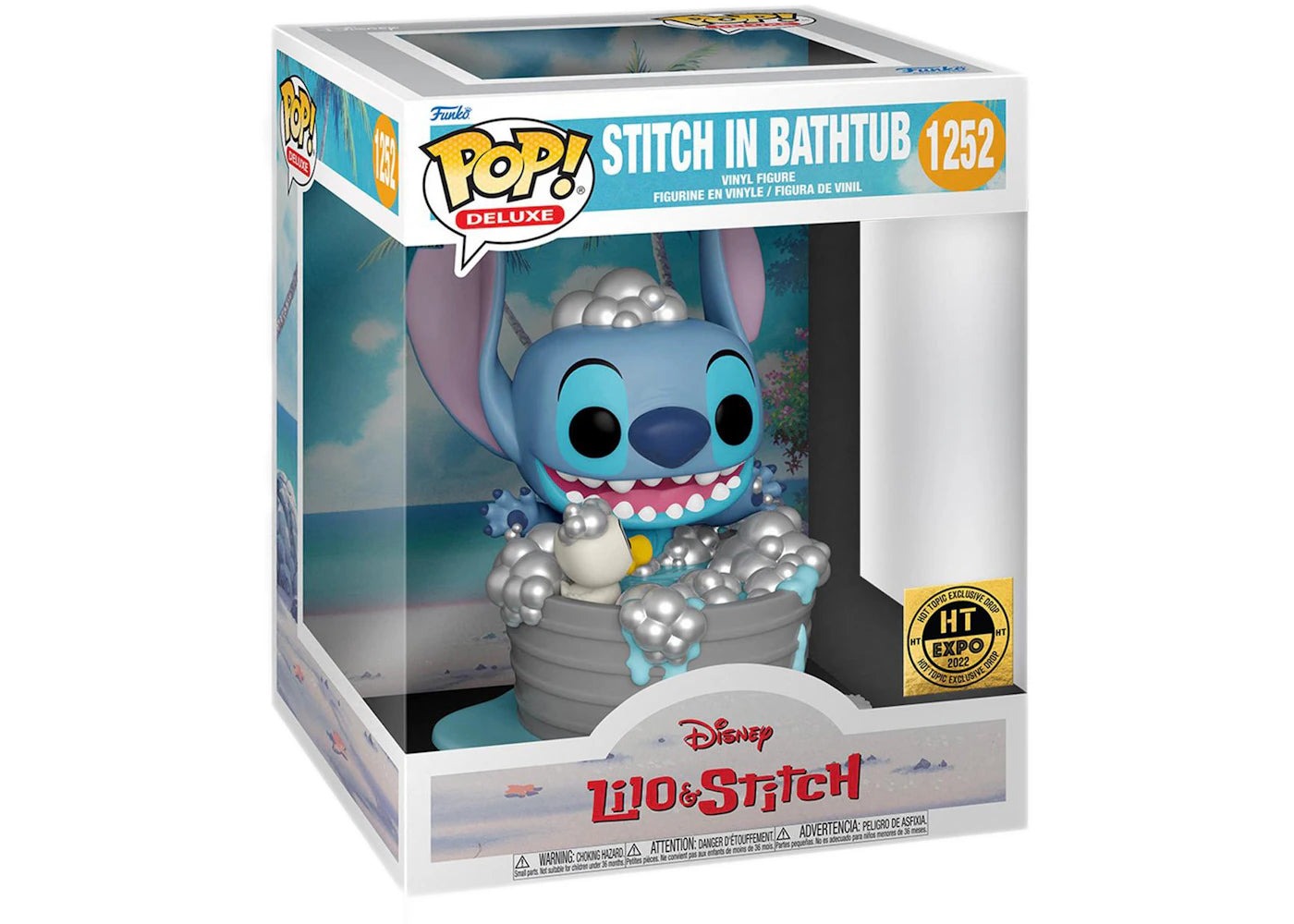 Funko Pop! Deluxe Disney Lilo & Stitch in Bathtub 2022 Hot Topic Expo Exclusive Figure #1252