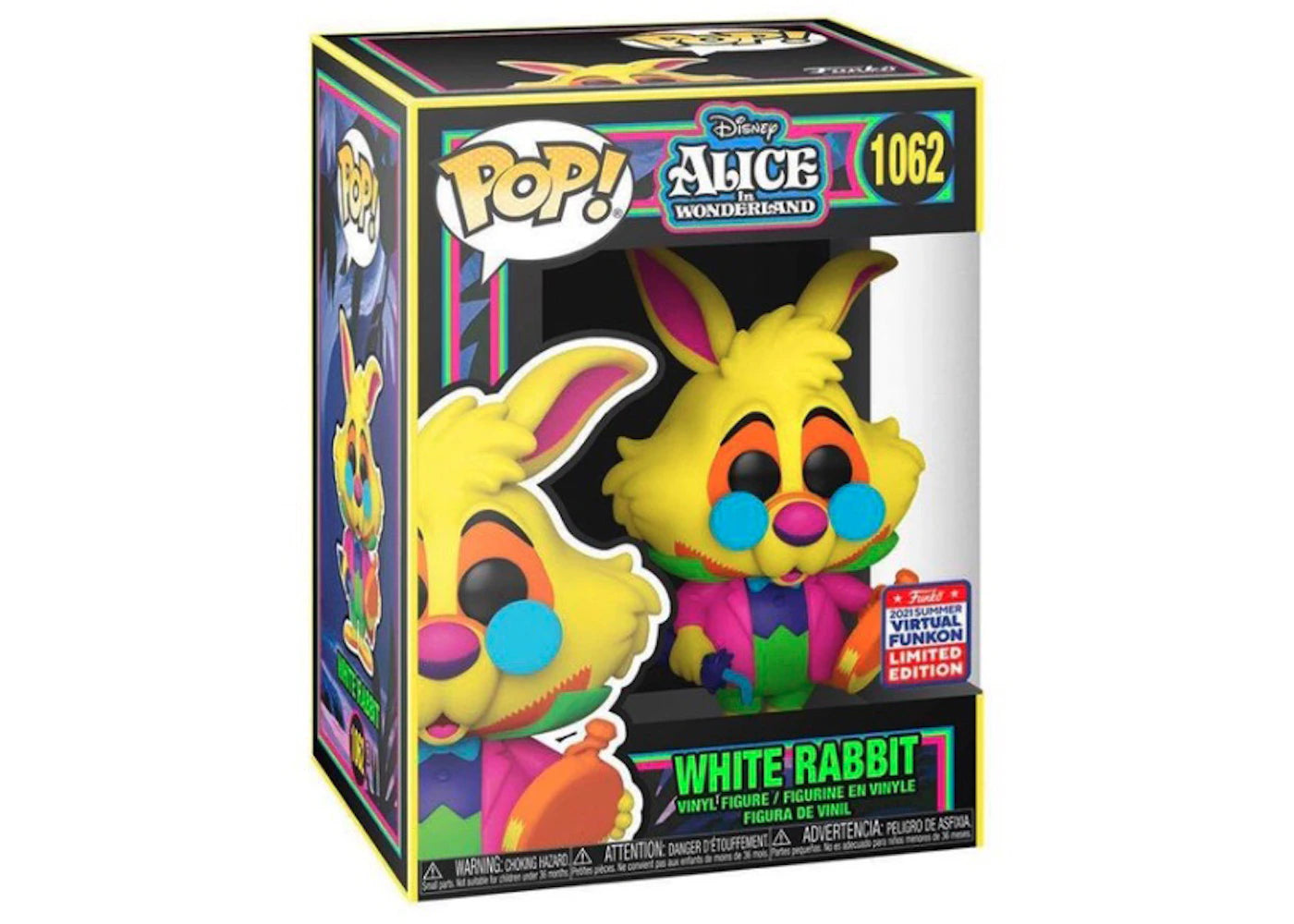 Funko Pop! Disney Alice In Wonderland Black Light White Rabbit 2021 Summer Virtual Funkon Exclusive Figure #1062