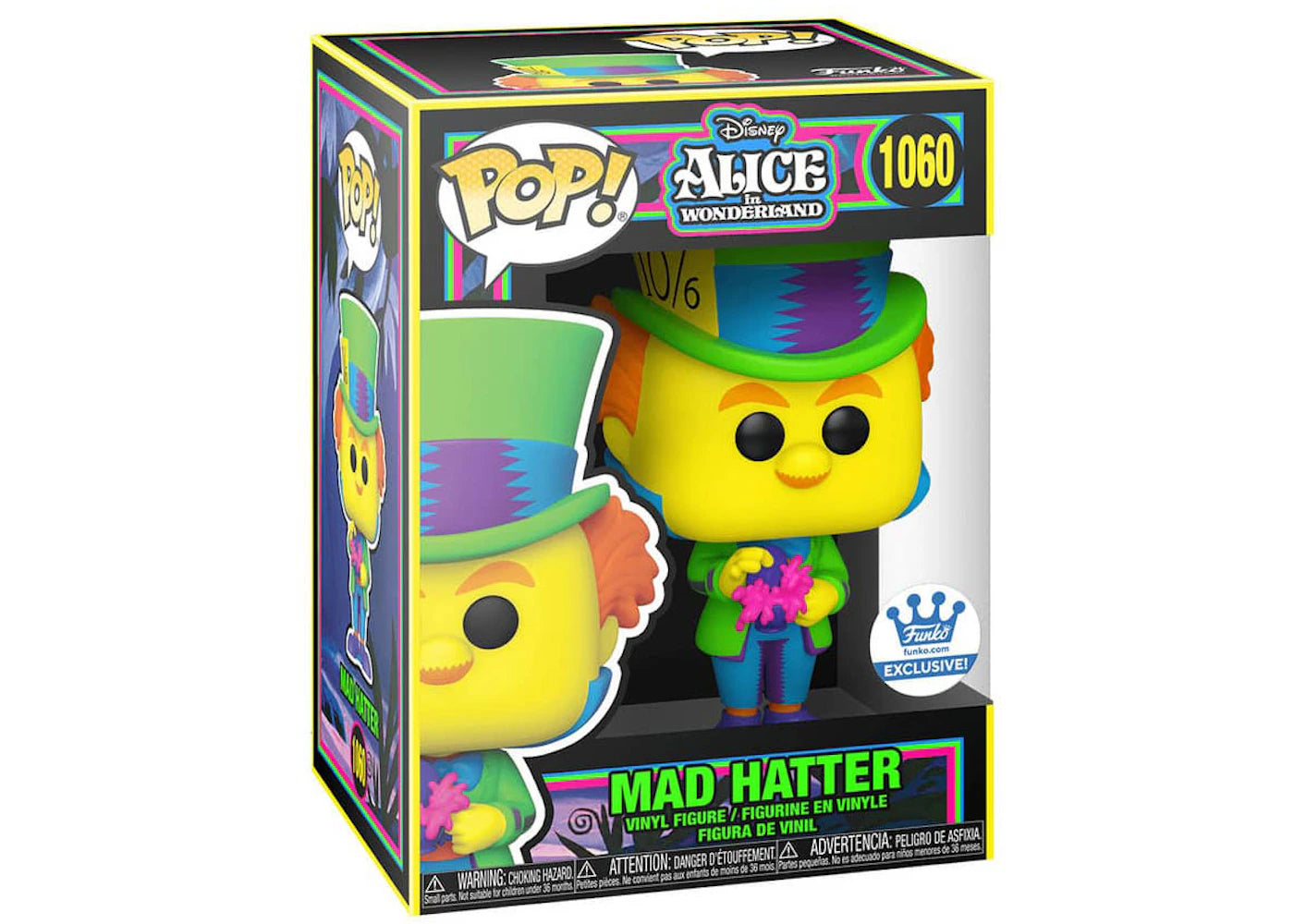 Funko Pop! Disney Alice In Wonderland Mad Hatter Black Light Funko Shop Exclusive Figure #1060