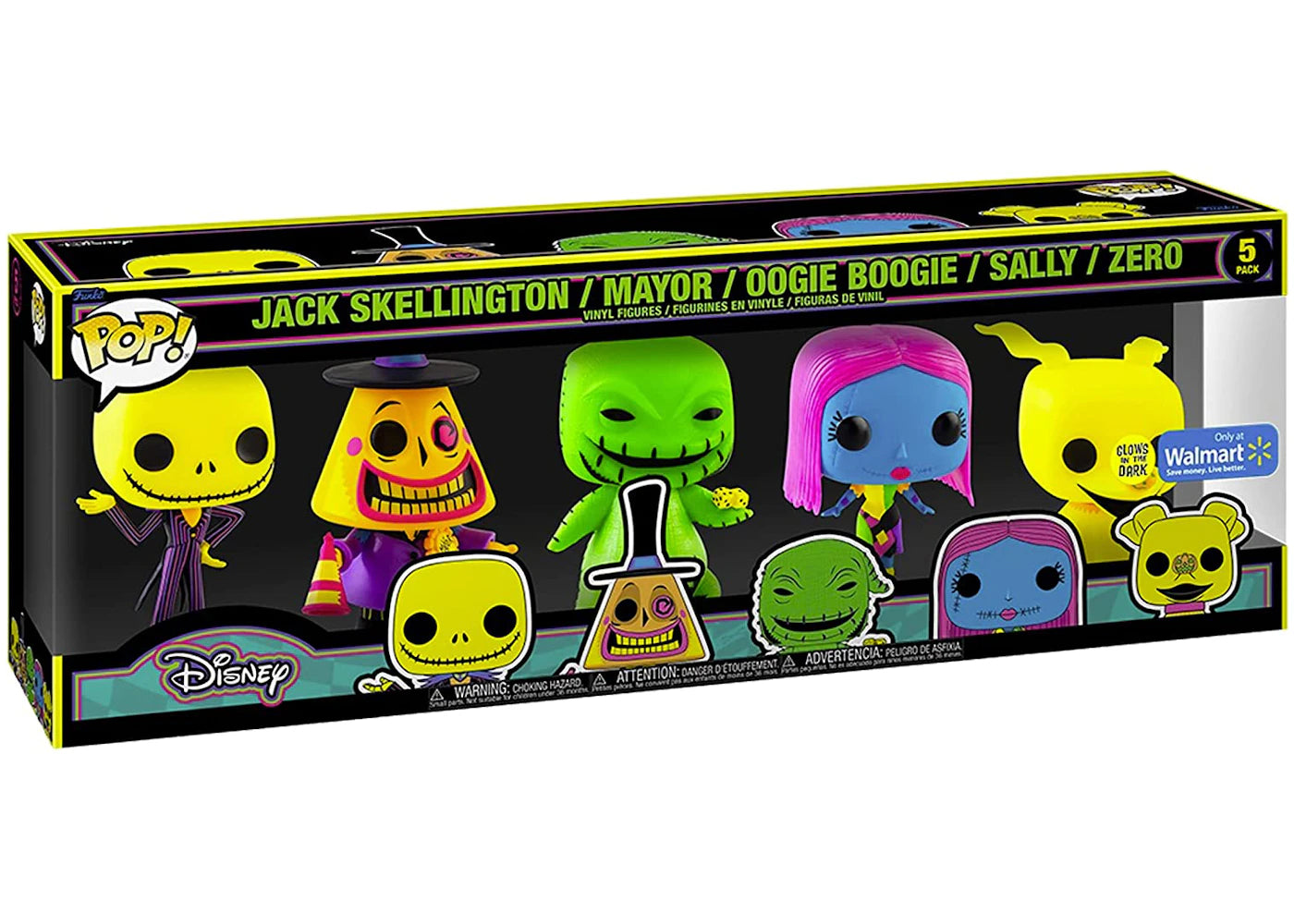 Funko Pop! Disney The Nightmare Before Christmas Blacklight Walmart Exclusive 5-Pack