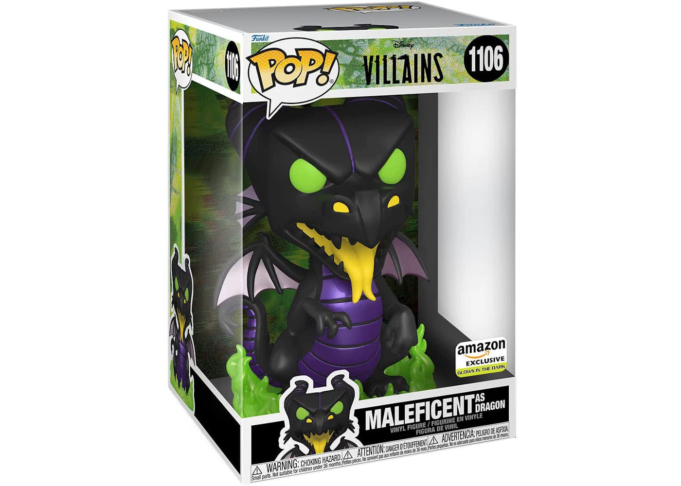 Funko Pop! Disney Villains Maleficent as Dragon GITD 10 Inch Amazon Exclusive Figure #1106