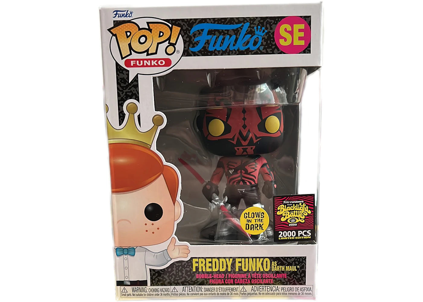 Funko Pop! Fundays Box of Fun Blacklight Battle Freddy Funko As Darth Maul GITD SE (LE 2000)