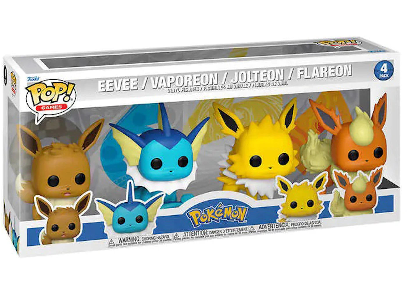 Funko Pop! Games Pokemon Eevee, Vaporeon, Jolteon and Flareon 4-Pack
