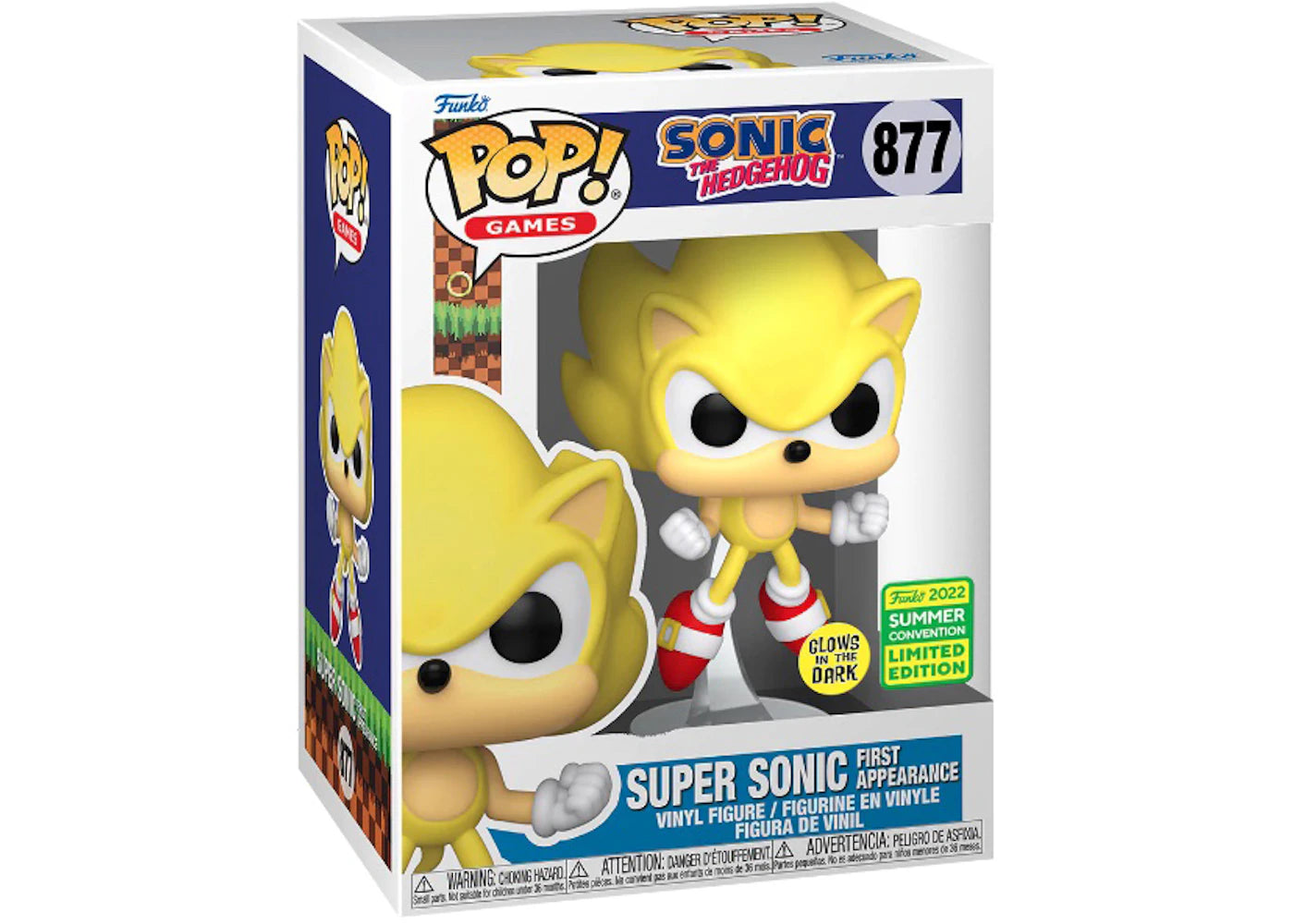 Funko Pop! Games Sonic the Hedgehog Super Sonic First Appearance GITD 2022 Summer Convention Exclusive Figure #877