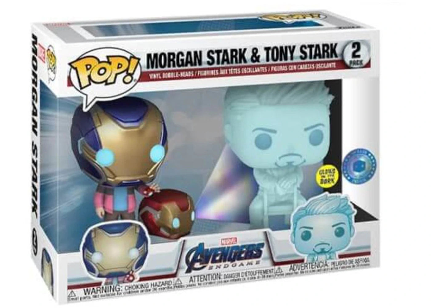 Funko Pop! Marvel Avengers Endgame Morgan Stark and Tony Stark Pop In A Box Exclusive (Glow) 2-Pack