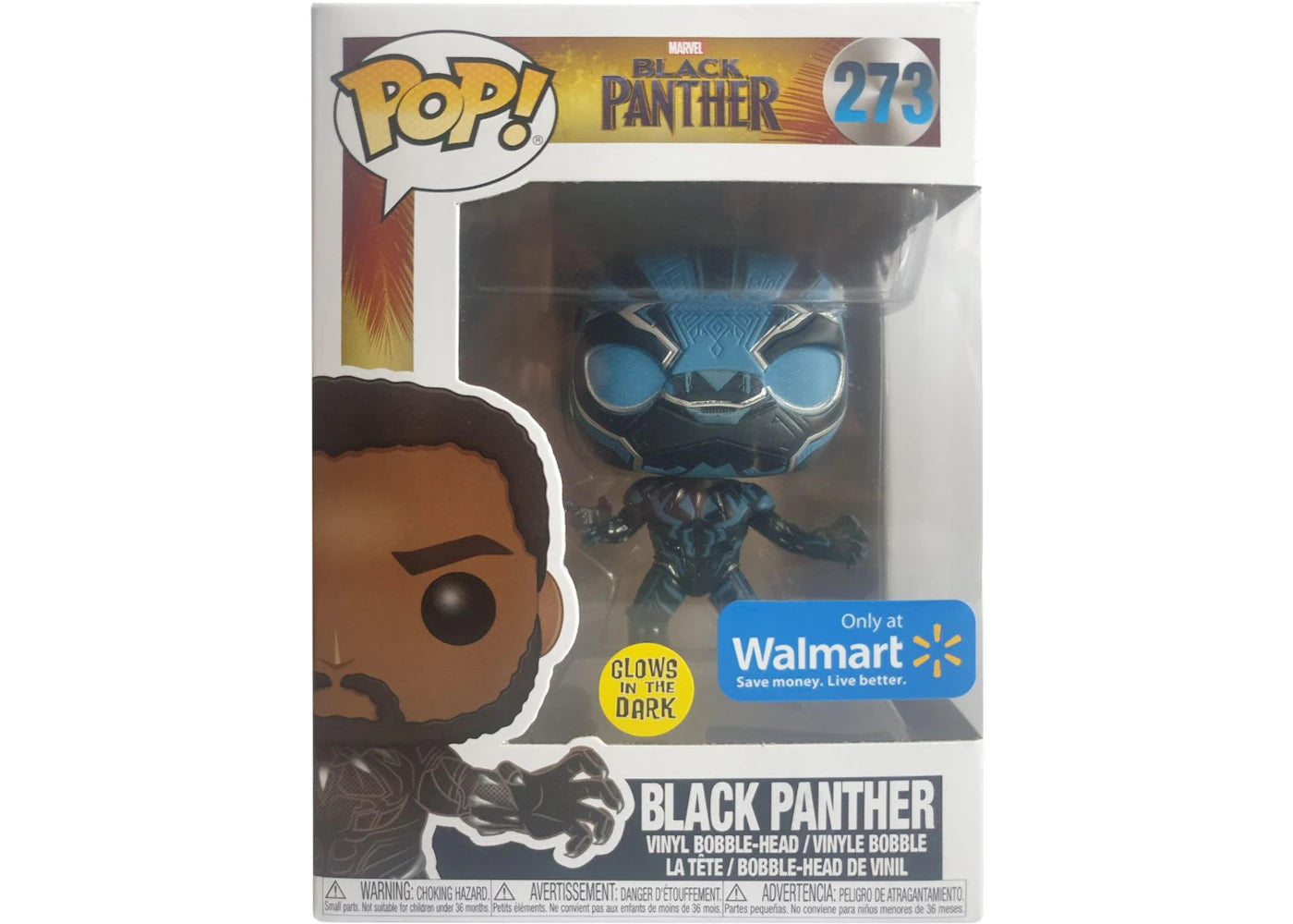 Funko Pop! Marvel Black Panther (Glow) Walmart Exclusive Bobble-Head Figure #273