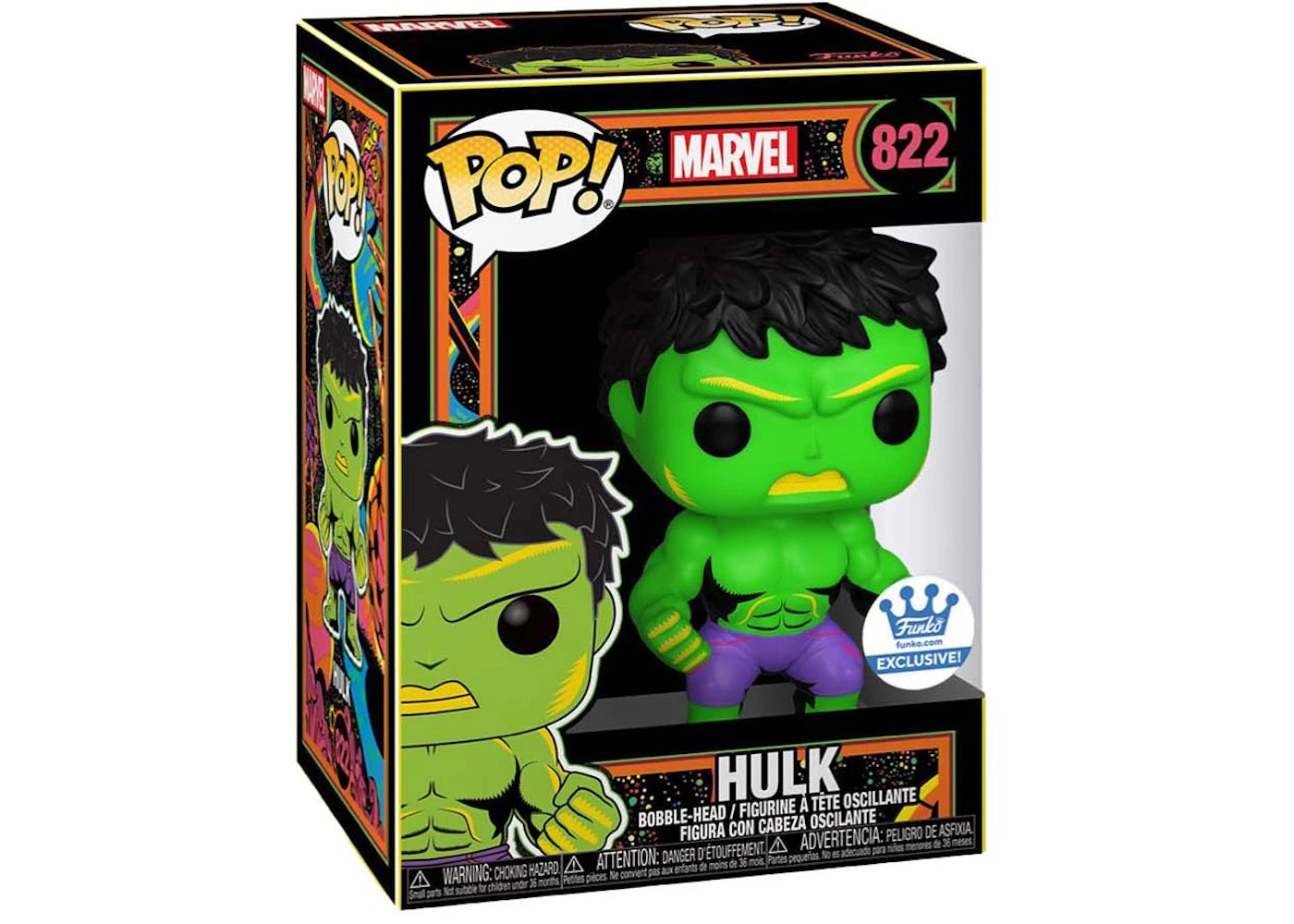 Funko Pop! Marvel Hulk (Black Light) Funko Shop Exclusive Figure #822