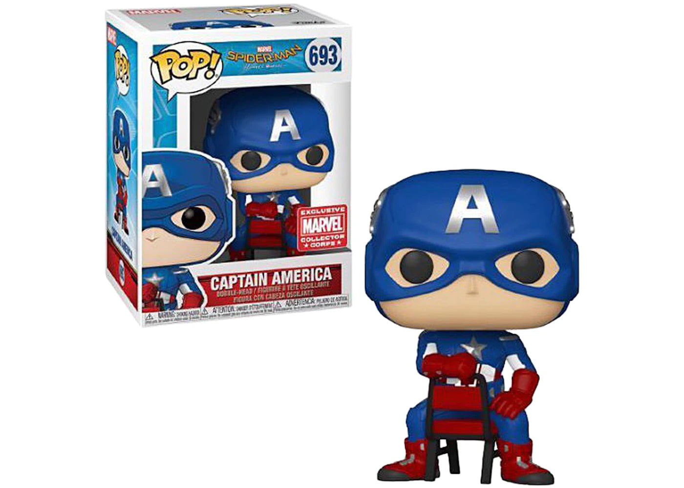 Funko Pop! Marvel Spider-Man Homecoming Captain America Sitting Collector Corps Exclusive Figure #693