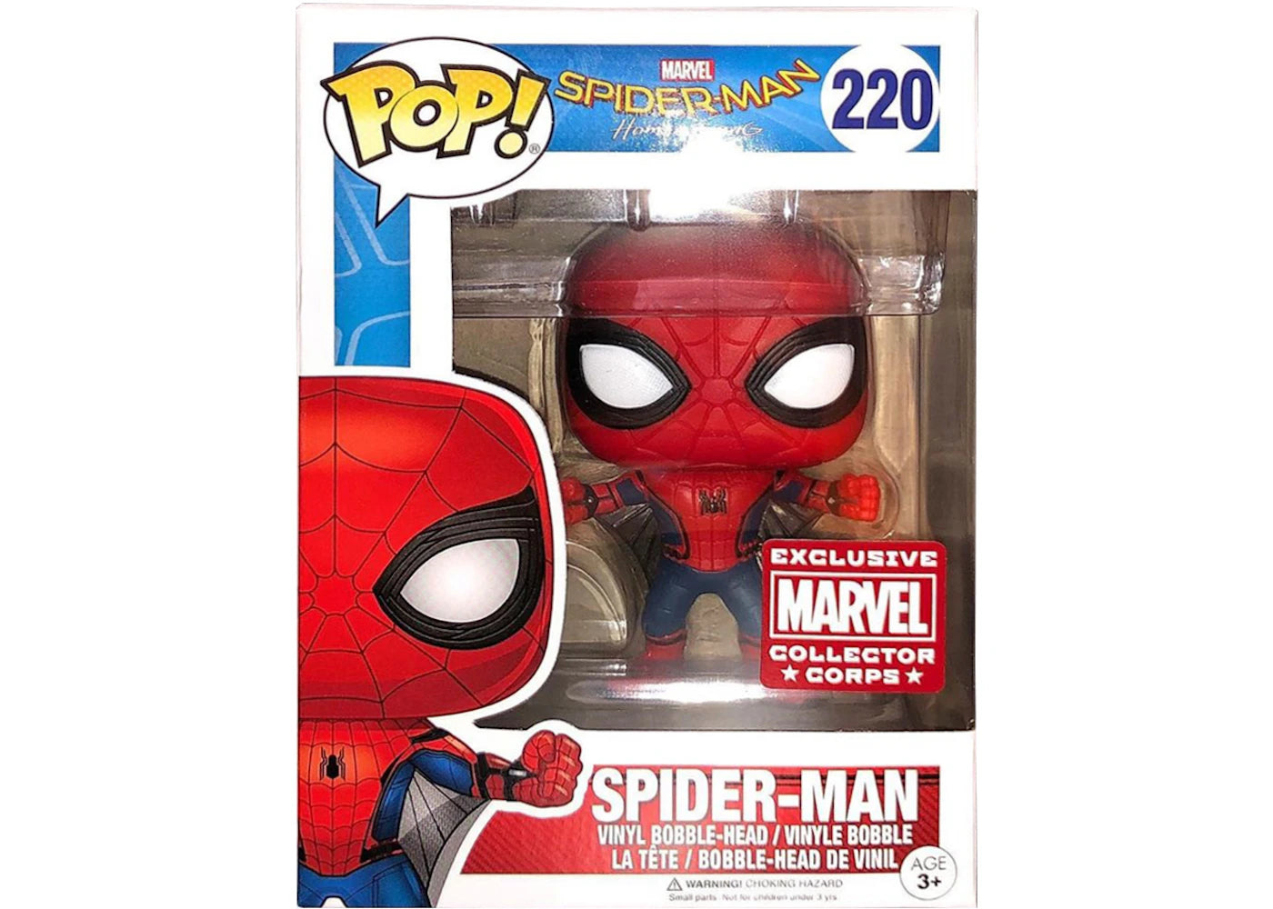 Funko Pop! Marvel Spider-Man Homecoming Spider-Man Collectors Corp Exclusive Bobble-Head Figure #220