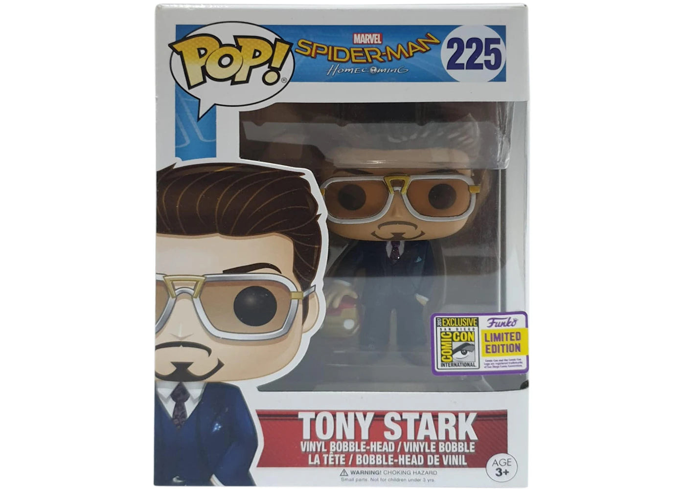 Funko Pop! Marvel Spider-Man Homecoming Tony Stark SDCC Bobble-Head Figure #225