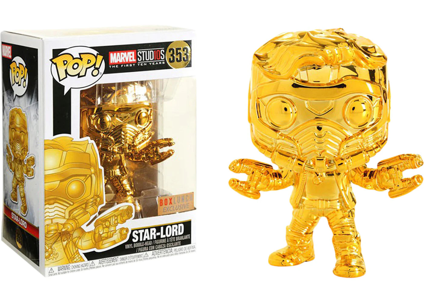 Funko Pop! Marvel Studios 10 Star-Lord (Gold Chrome) Box Lunch Exclusive Bobble-Head #353
