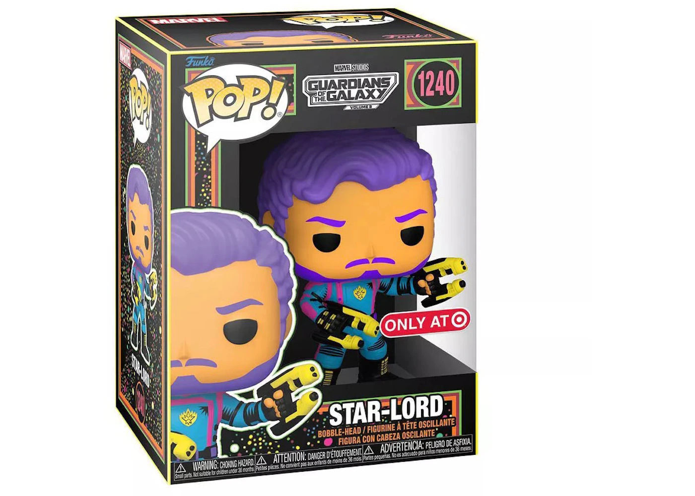 Funko Pop! Marvel Studios Guardians of the Galaxy Volume 3 Blacklight Star-Lord Target Exclusive Figure #1240