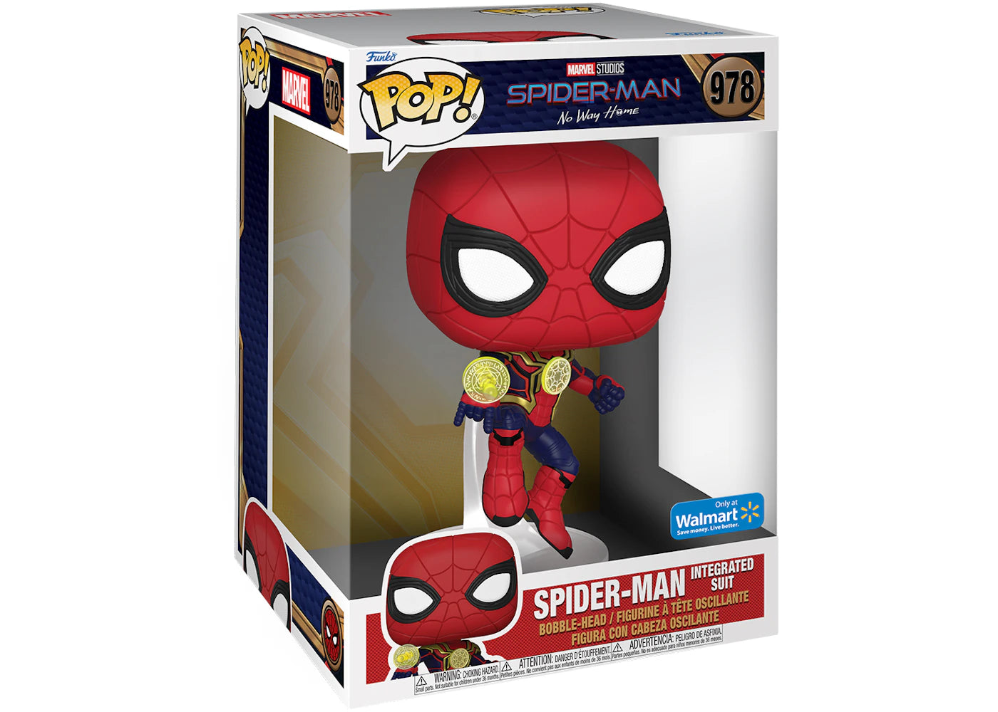 Funko Pop! Marvel Studios Spider-Man No Way Home Spider-Man Integrated Suit 10 Inch Walmart Exclusive Figure #978