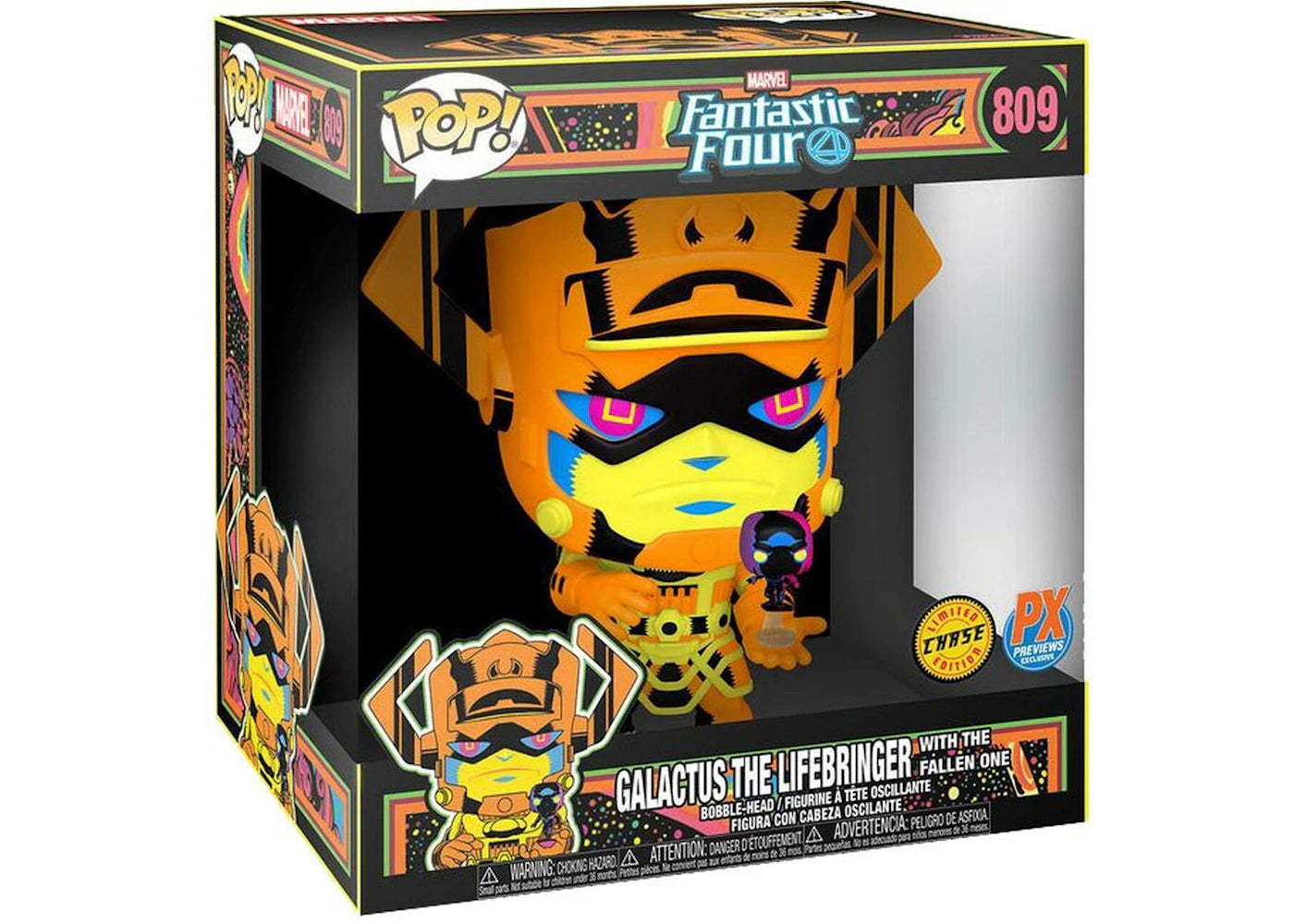 Funko Pop! Marvel Fantastic Four Black Light Galactus The Lifebringer With The Fallen One Previews Exclusive Chase Edition 10 Inch Figure #809