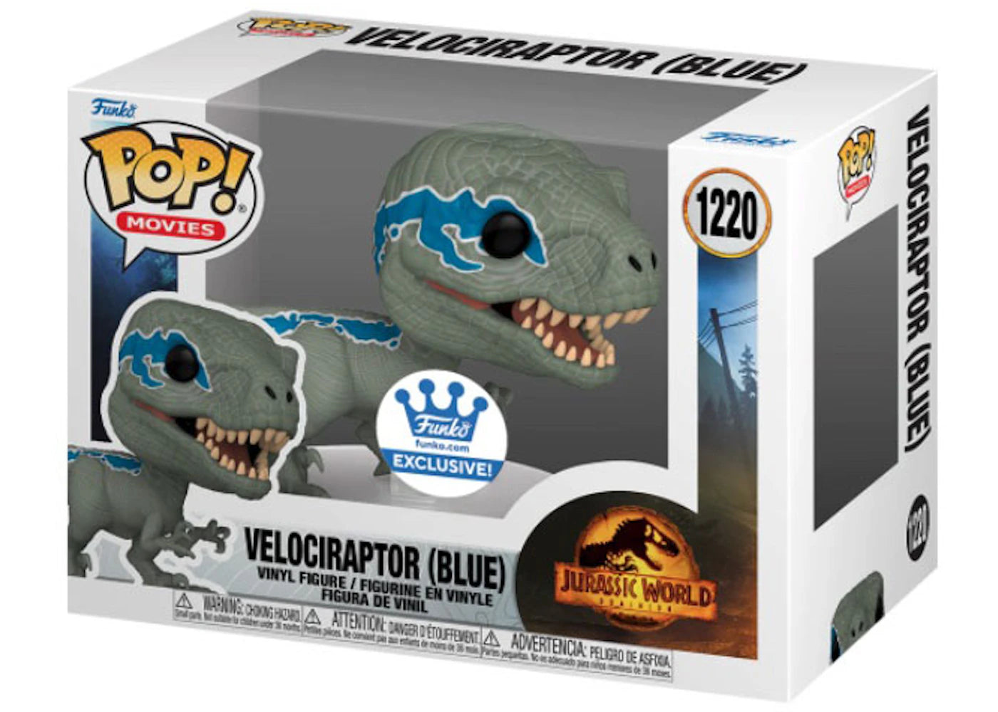 Funko Pop! Movies Jurassic World Dominion Velociraptor (Blue) Funko Shop Exclusive Figure #1220