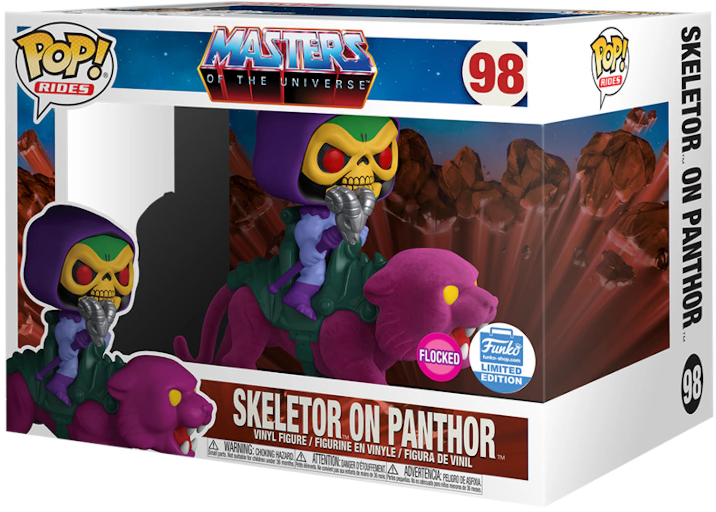 Funko Pop! Rides Masters of the Universe Skeletor on Panthor (Flocked) Funko Shop Exclusive Figure #98
