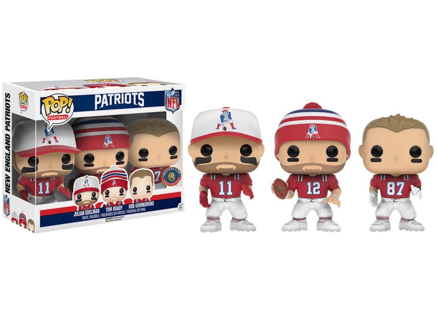 Funko Pop! Sports New England Patriots Brady, Gronk, Edelman 3-Pack