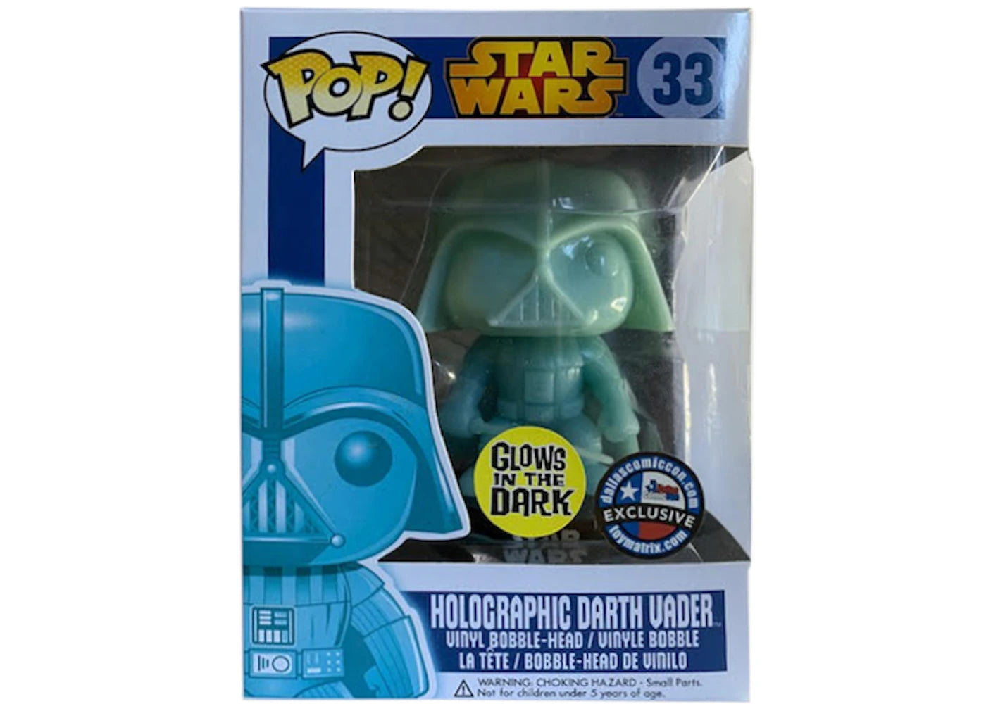 Funko Pop! Star Wars Holographic Darth Vader (Glow) Dallas Comicon Bobble-Head Figure #33
