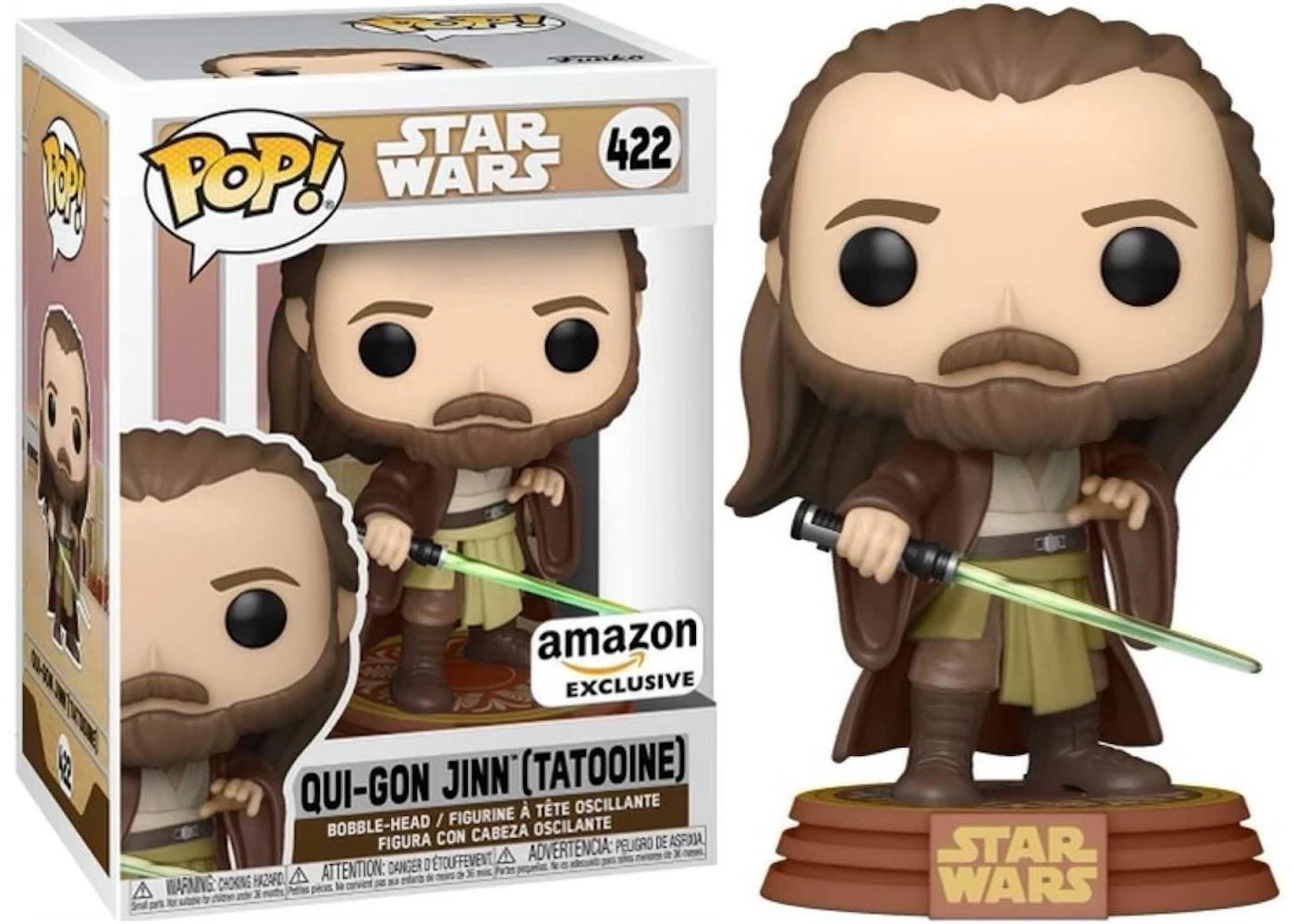 Funko Pop! Star Wars Qui-Gon Jinn (Tatooine) Amazon Exclusive Bobble-Head Figure #422