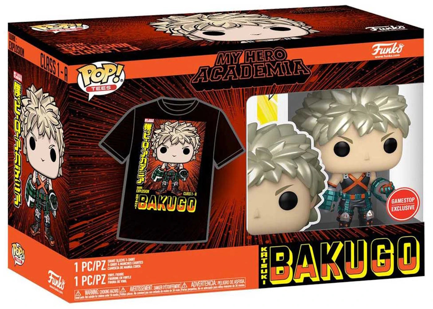 Funko Pop! Tees My Hero Academia Katsuki Bakugo With Tee GameStop Exclusive Figure