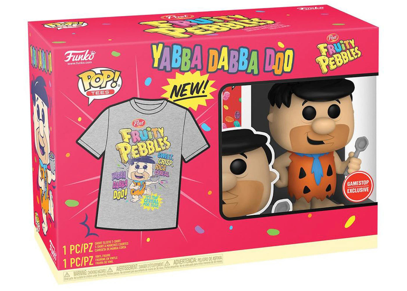 Funko Pop! Tees The Flintstones x Fruity Pebbles Fred Flintstone With Spoon Game Stop Exclusive With Tee Figure #146