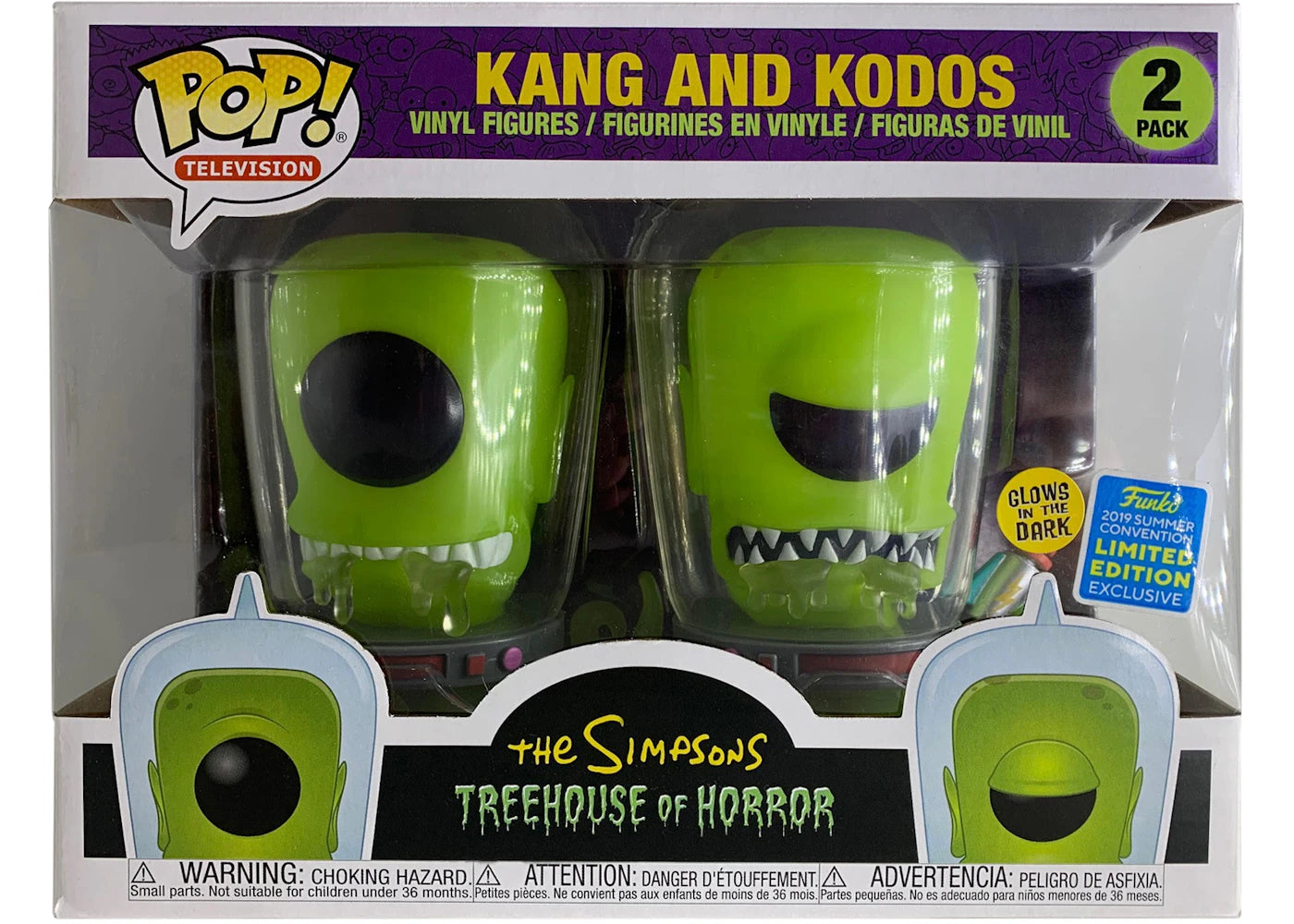 Funko Pop! Television The Simpsons Treehouse of Horror Kang and Kodos (Glow) Summer Convention 2 Pack