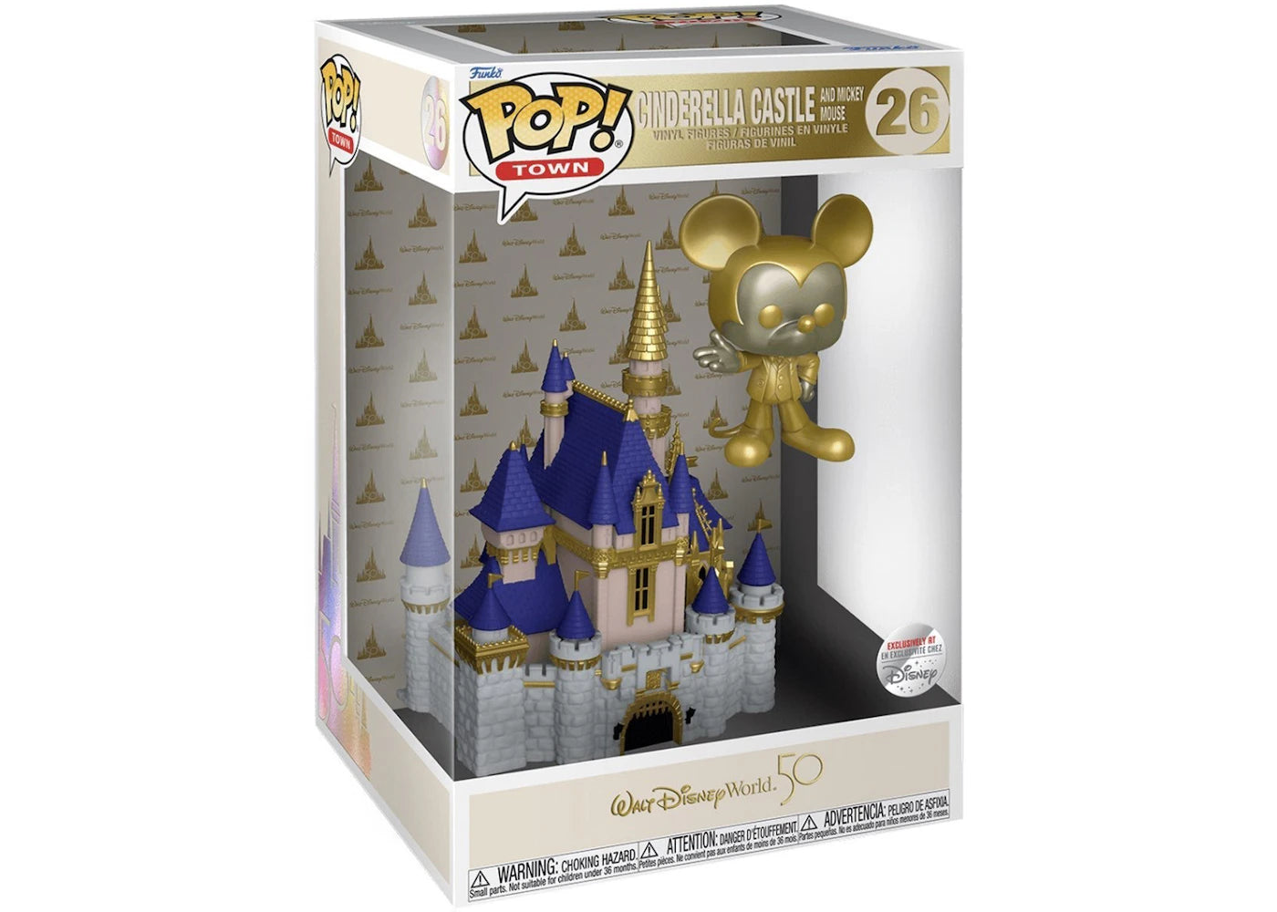 Funko Pop! Town Walt Disney World 50th Anniversary Cinderella Castle And Mickey Mouse (Gold) Disney Exclusive Figure #26