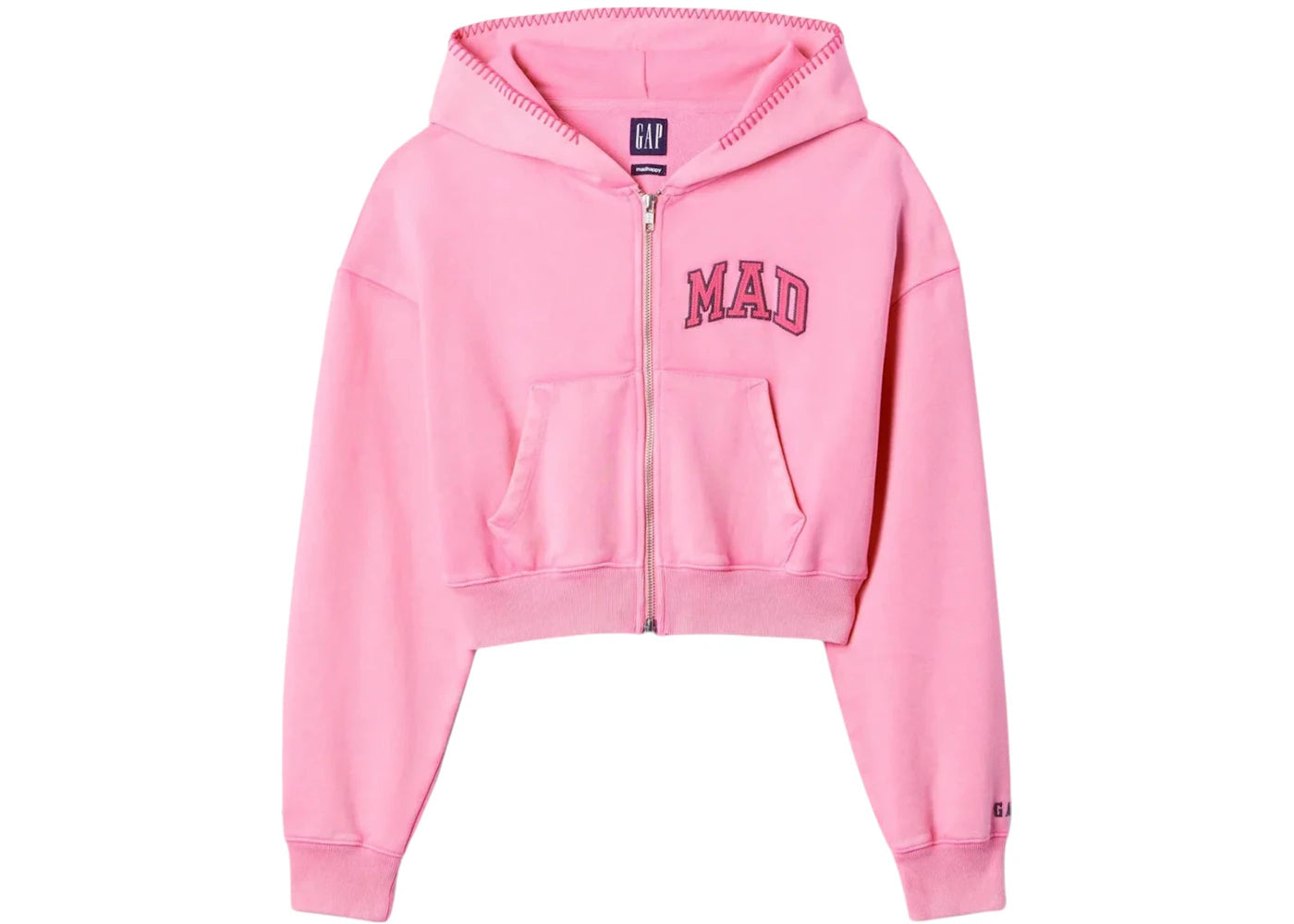 Gap x MadHappy Women's Full Zip Cropped Mad Hoodie Pink