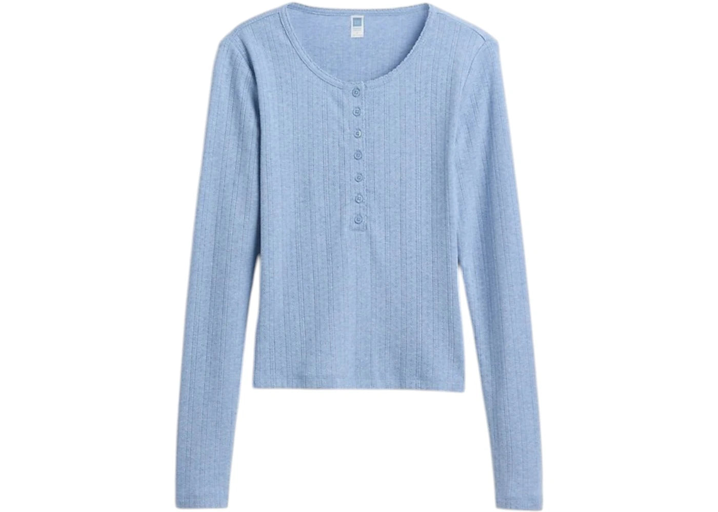 Gap x Summer Fridays Pointelle Henley PJ Top Moonstone Blue Heather