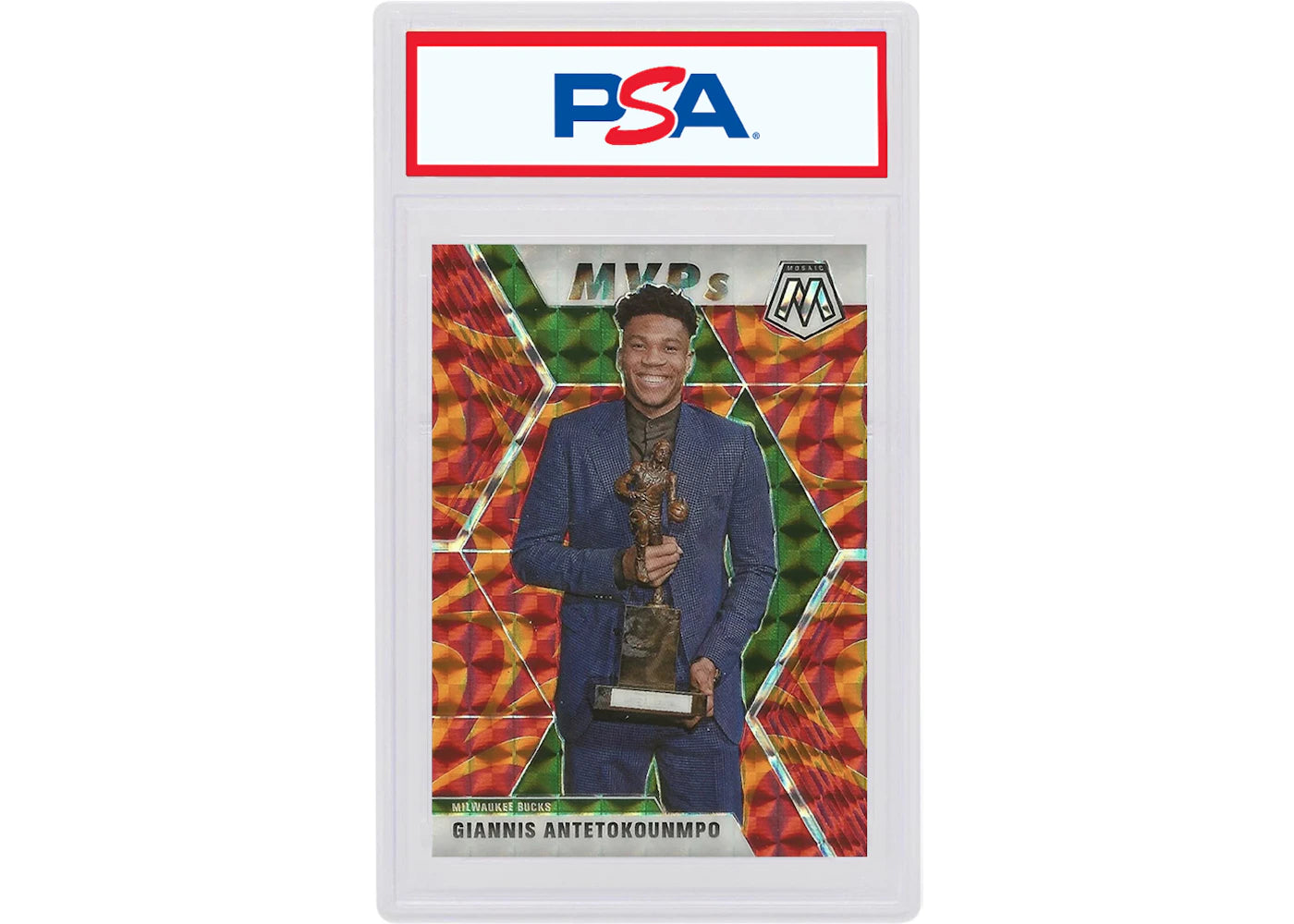 Giannis Antetokounmpo 2019 Panini Mosaic MVP's Reactive Orange #297 (PSA or BGS Graded)