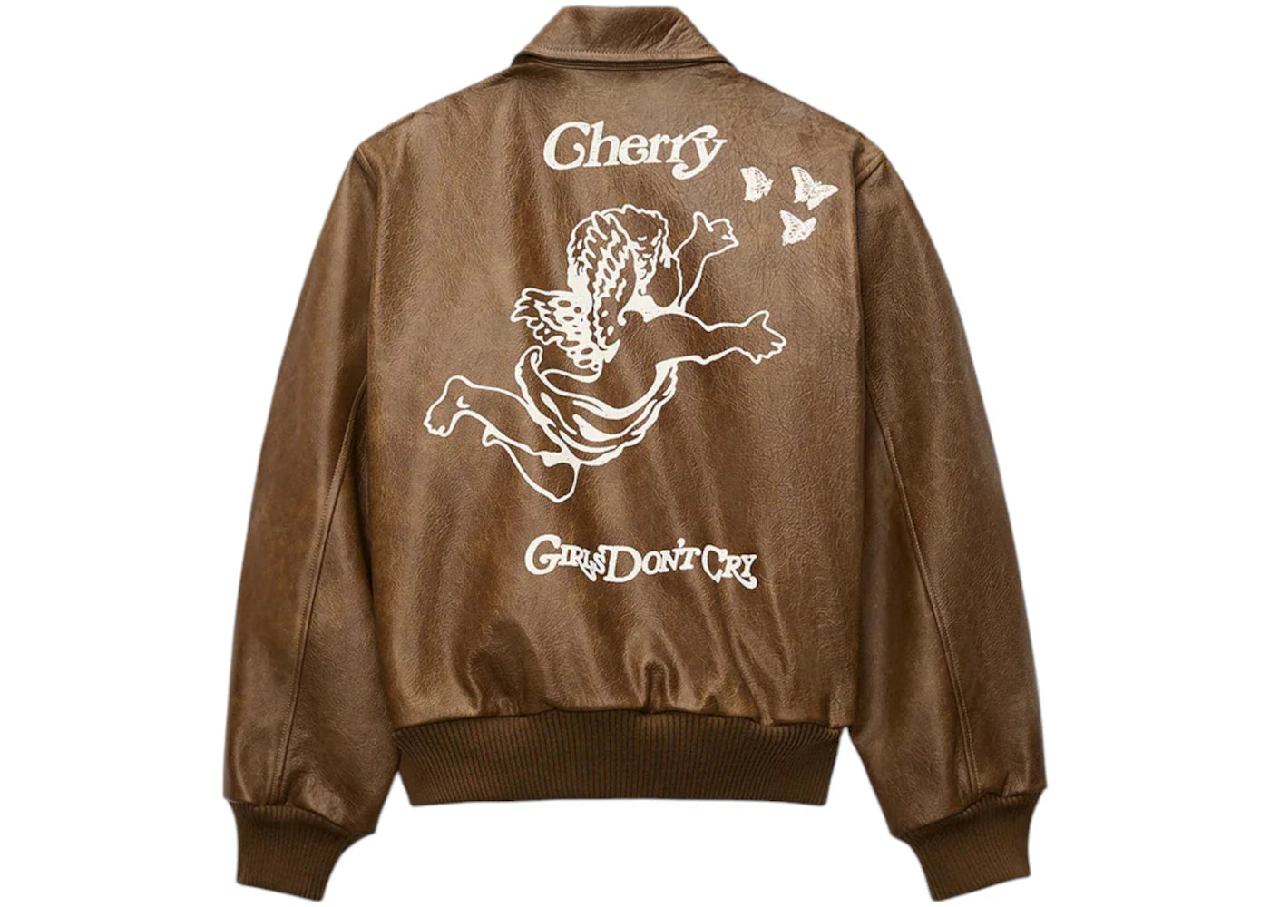 Girls Don't Cry x Cherry Angel Leather Flight Jacket Brown