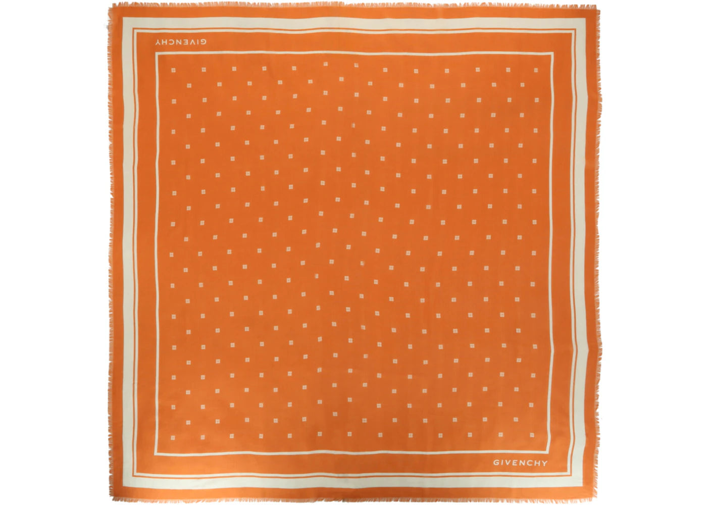 Givenchy 4G Cashmere and Silk Shawl Ivory Orange