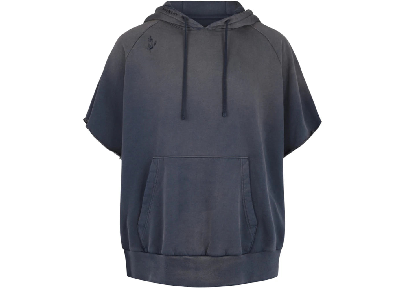 Givenchy Destroyed Short-Sleeve Raglan Hoodie Medium Blue