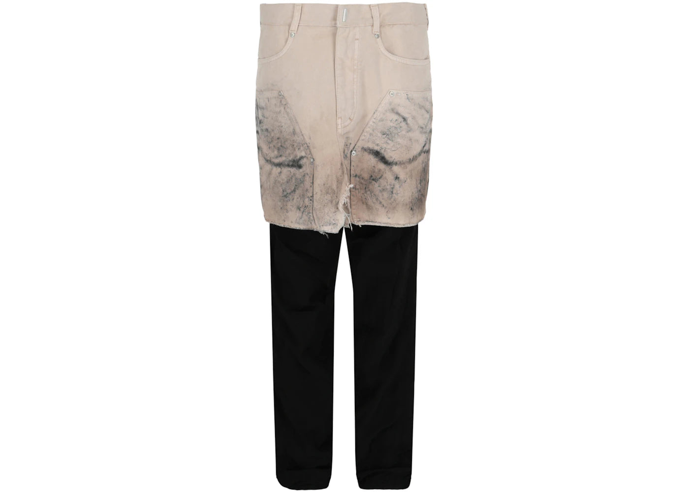 Givenchy Layered Tracksuit Pants With Destroyed Carpenter Jeans Black Beige